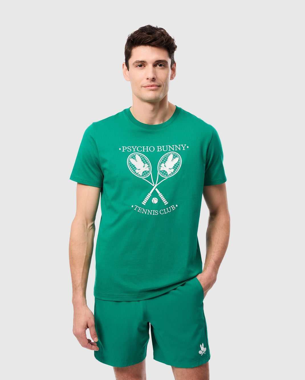 T Shirt Graphique Psycho Bunny Courtside Graphic Tee Vert Homme | IVL-81644545